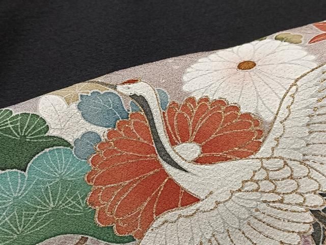 平和屋着物□豪華黒留袖 飛鶴吉祥花文 暈し染め 金銀彩 正絹