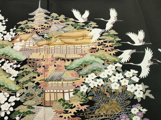 平和屋着物□豪華黒留袖 人物風景文 金彩 正絹 逸品 AABA0569es