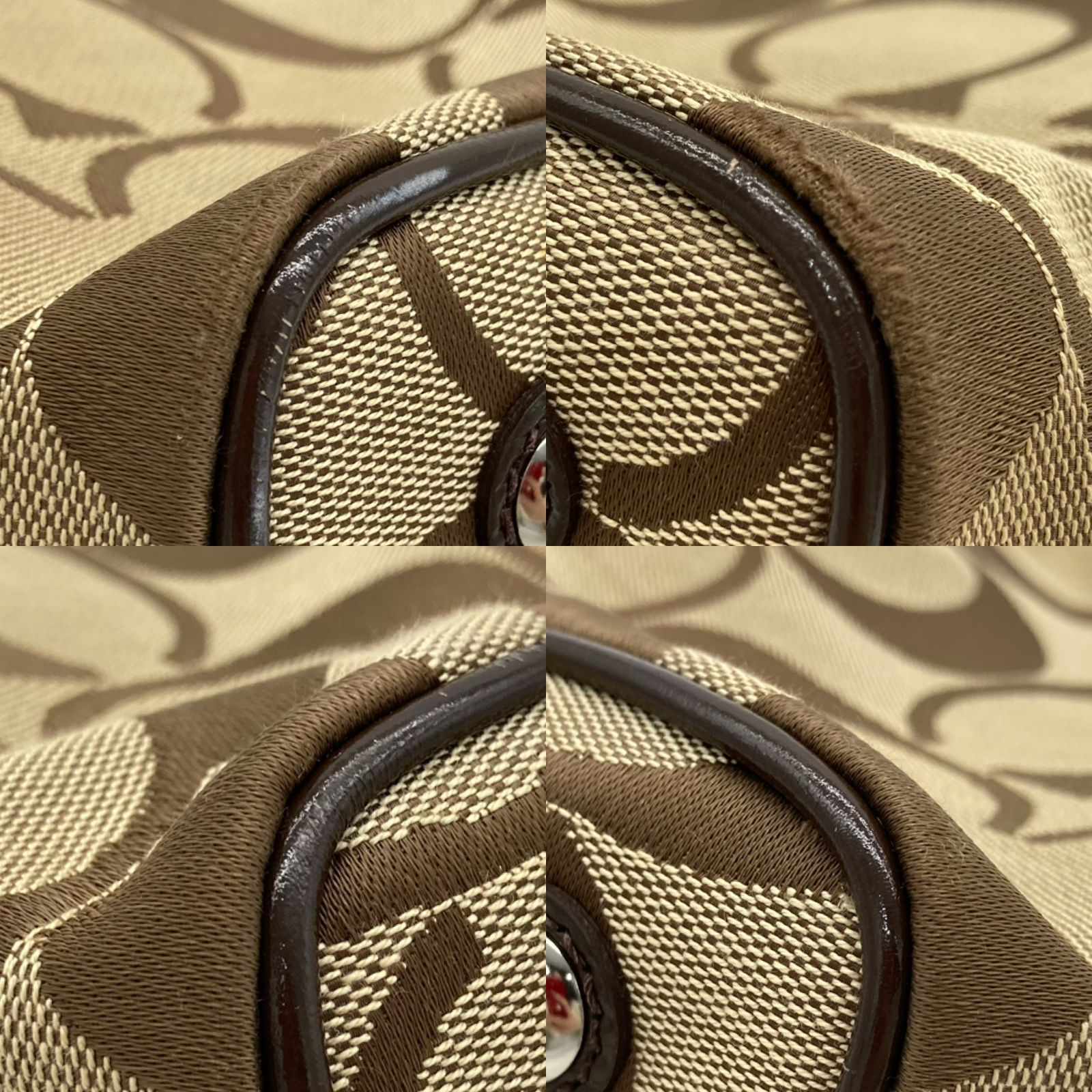 ▽COACH/コーチ がま口トートバッグ シグネチャー F13533 ブラウン 