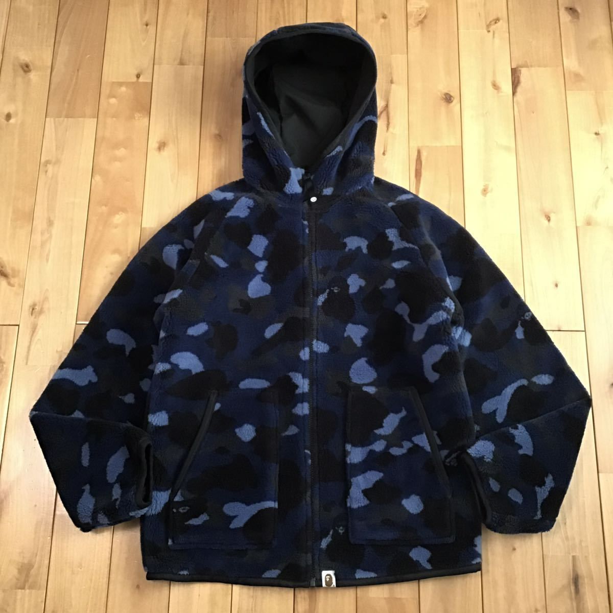☆リバーシブル☆ Blue camo ボア パーカー Mサイズ a bathing ape 
