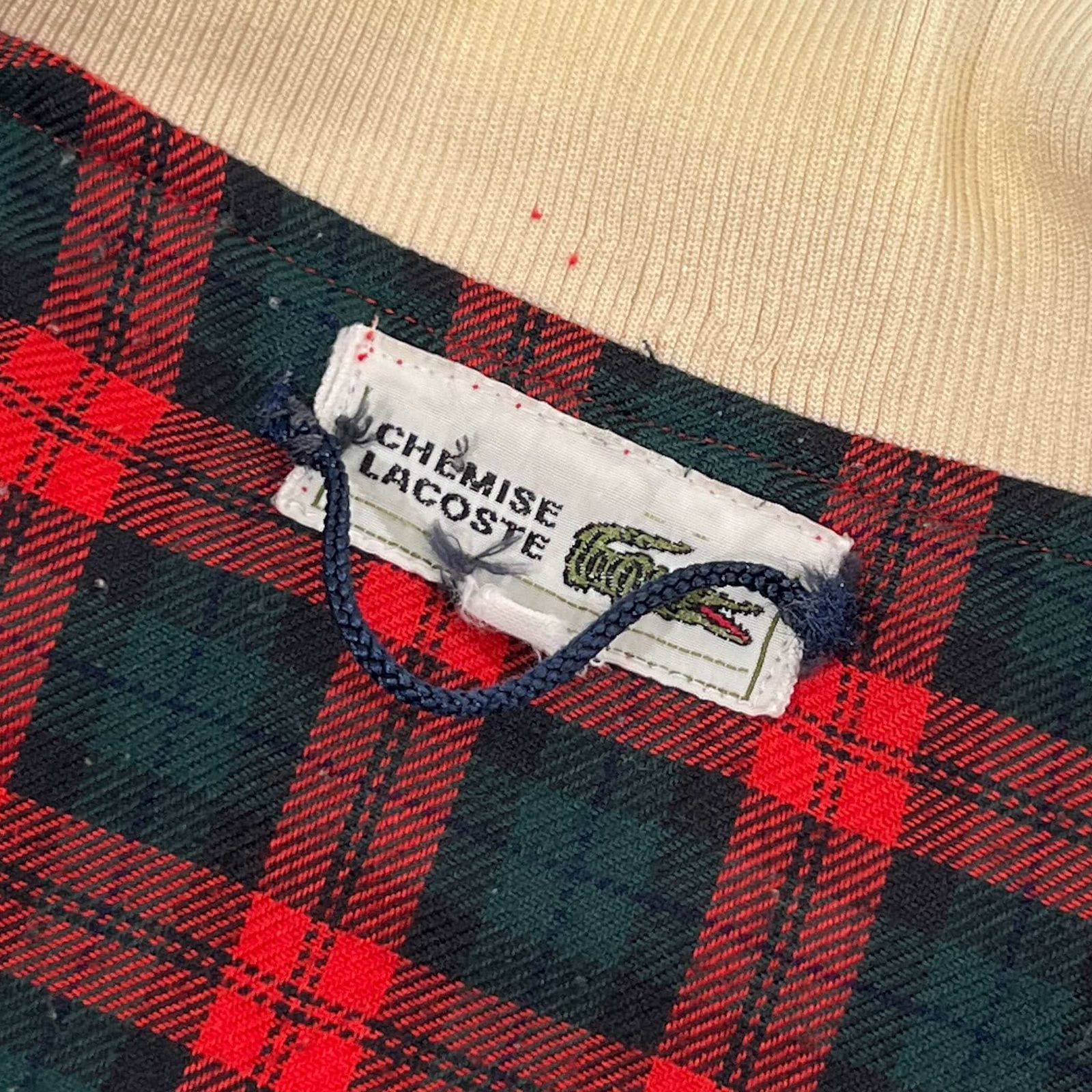 70s 80s ビンテージ CHEMISE LACOSTE ラコステ 裏チェック 文字ワニ 