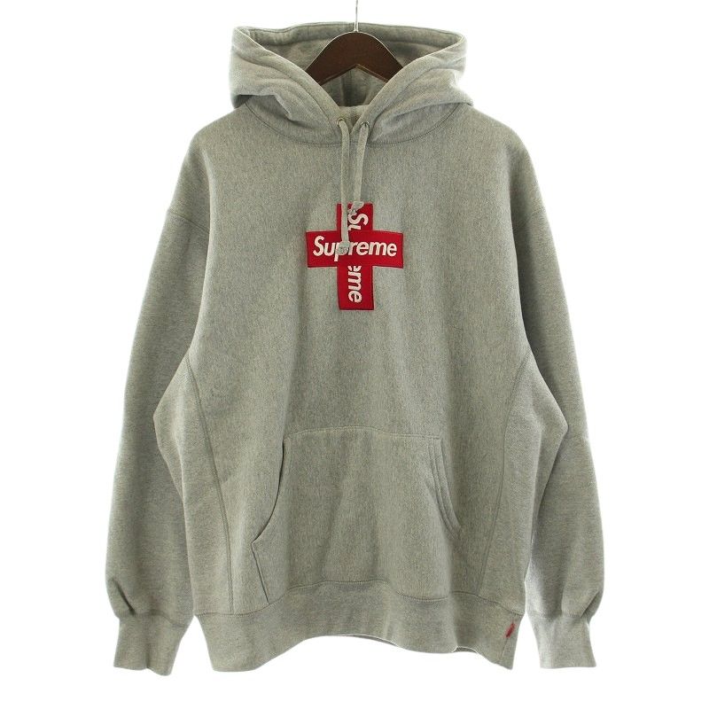 シュプリーム SUPREME 20AW Cross Box Logo Hooded Sweatshirt Grey クロス ボックス ロゴ フーデッド スウェットシャツ グレー トレーナー パーカー プルオーバー 裏起毛 M 赤 レッド /IR GY18