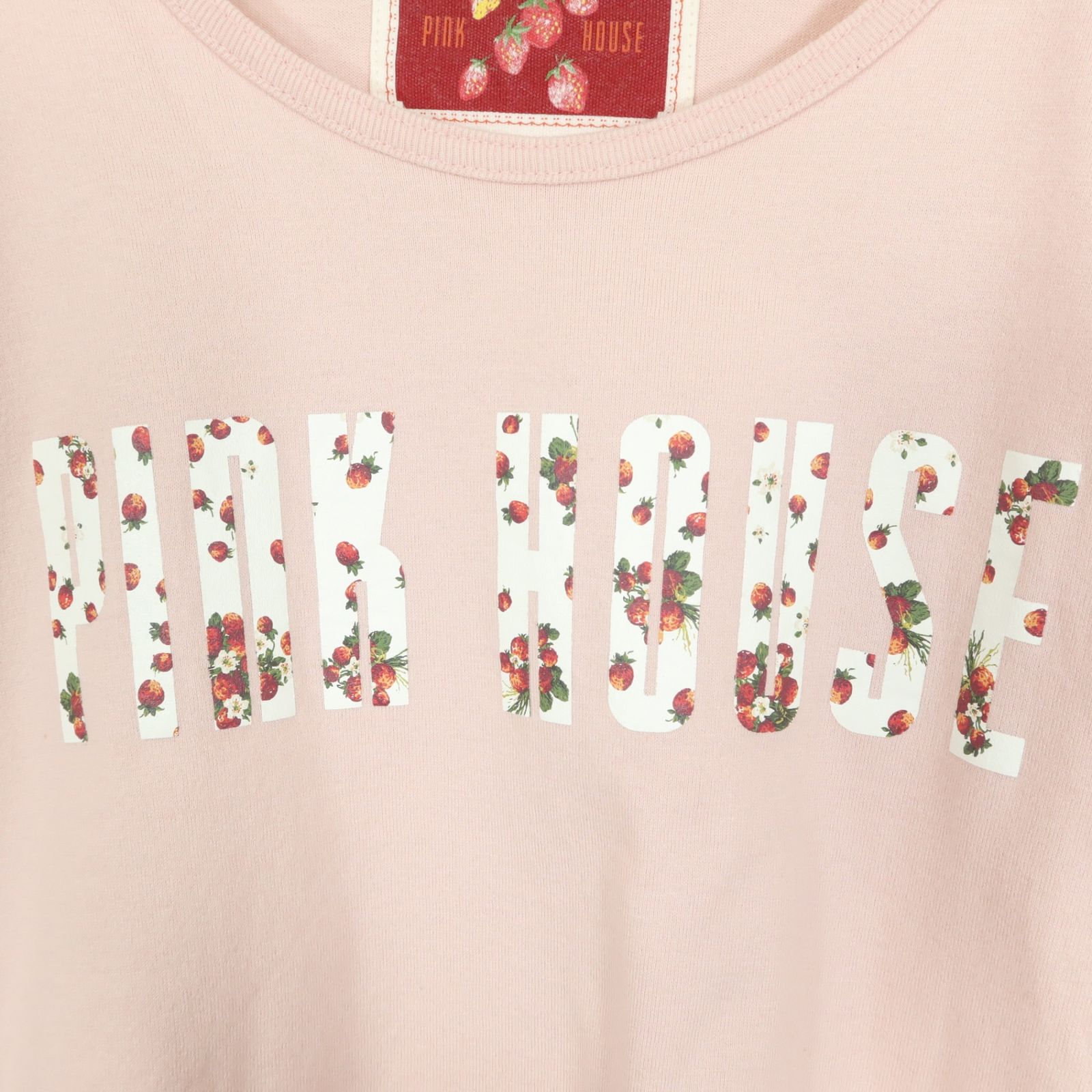 PINK HOUSE - 【 ピンクハウス大量出品 】 イチゴ柄カットソー 美品】ピンクハウス☆ボリューム袖のカットソー イチゴ柄のロゴ