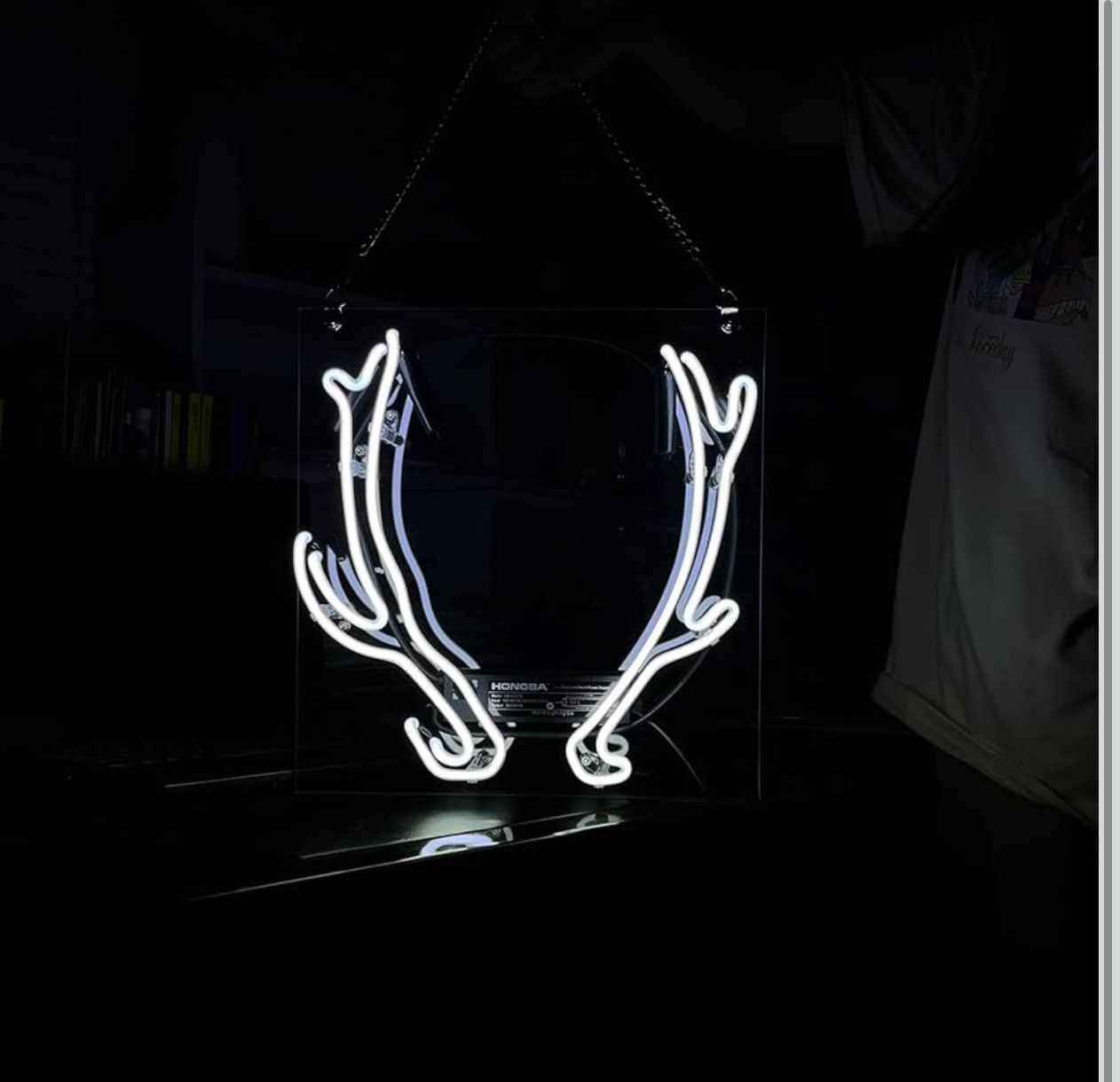 オーダー ネオンサイン 鹿角デザイン ホワイト ガラス製 インテリアライト 北欧風 壁掛け装飾 NEXPOTALLINN_EU