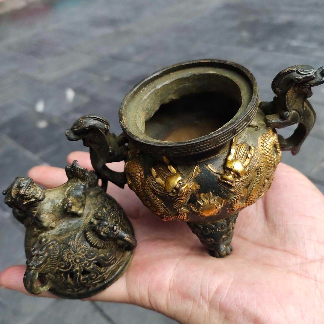 双龍戯珠香炉 銅器 稀少品 珍品 茶道具 重厚 極細工 工芸品 美術品 置物 銅 細工 二龍戯珠薫香炉 香道具 仏具 工芸品 美術品 置物 - メルカリ