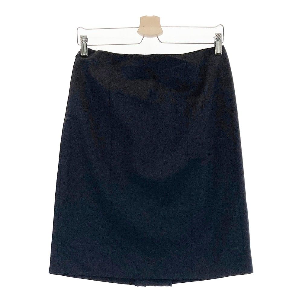 プラダ スカート 濃紺 PRADA ブラックに近い濃紺 ボタン付スカート 36