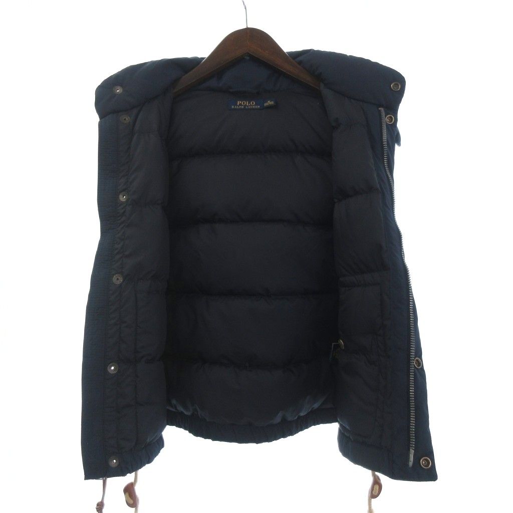 ポロ ラルフローレン POLO RALPH LAUREN ダウンベスト ジップアップ フード付き M 紺 ネイビー GY14 GULLKHAN_COM