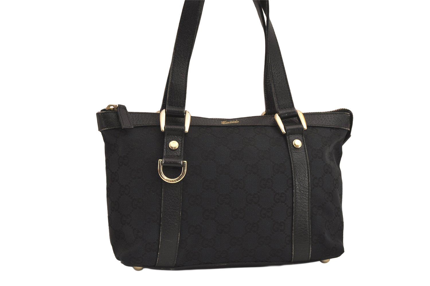 GUCCI グッチ アビー ハンドトートバッグ 財布 GGキャンバス レザー 141471 ブラック 6268M