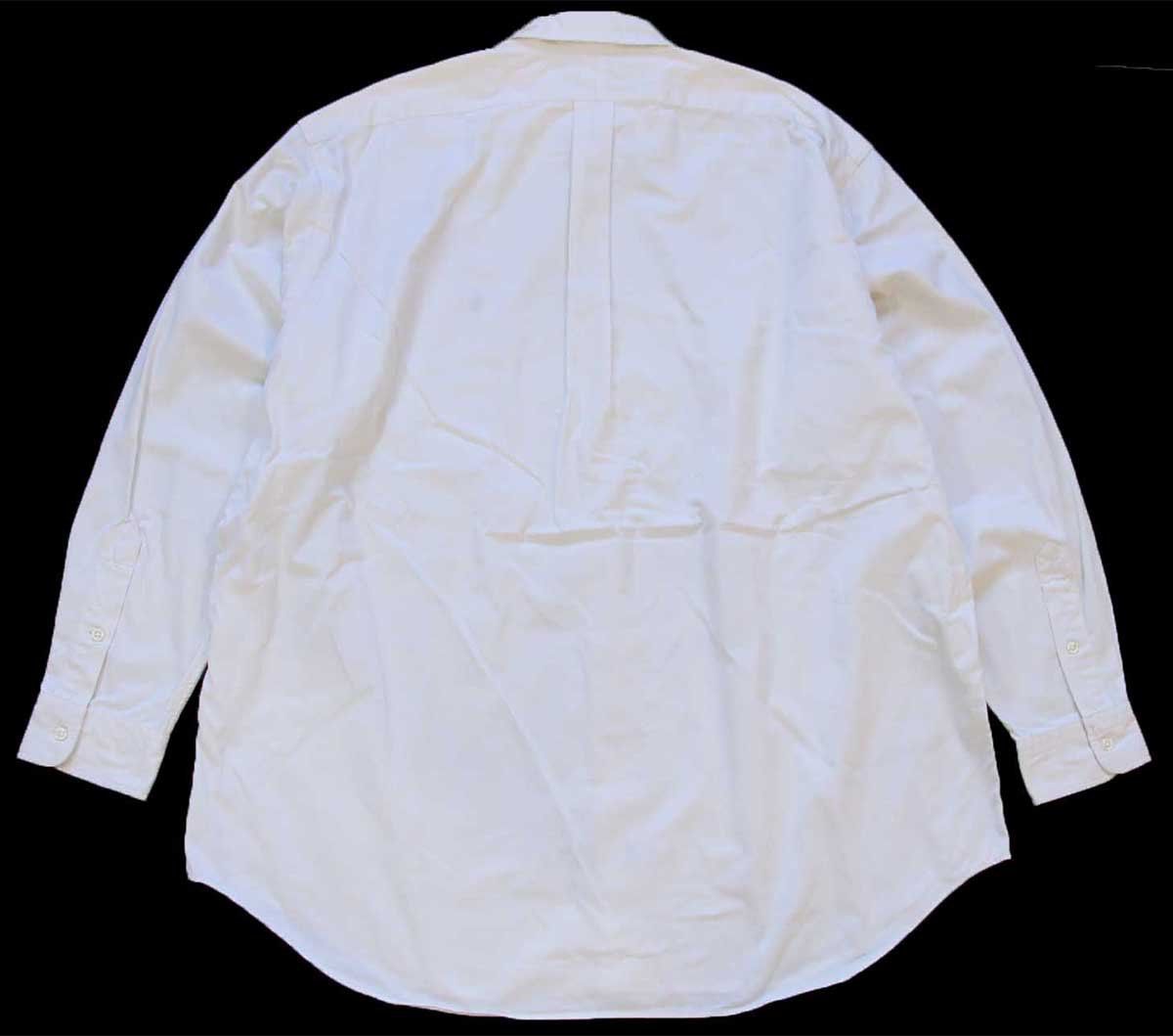 00s ラルフローレン BLAKE ワンポイント ボタンダウン コットンシャツ アイボリー 03 特大 オールド ロゴ刺繍 ビッグサイズ