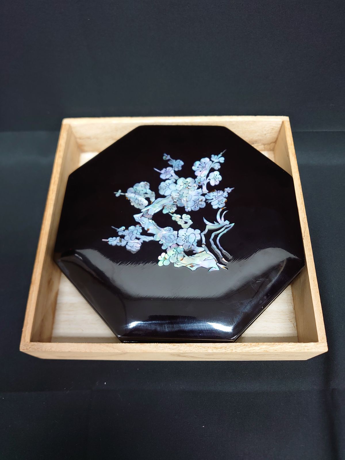 小物入れ 螺鈿細工 貝細工 木製 インテリア 木箱 美術品 中古