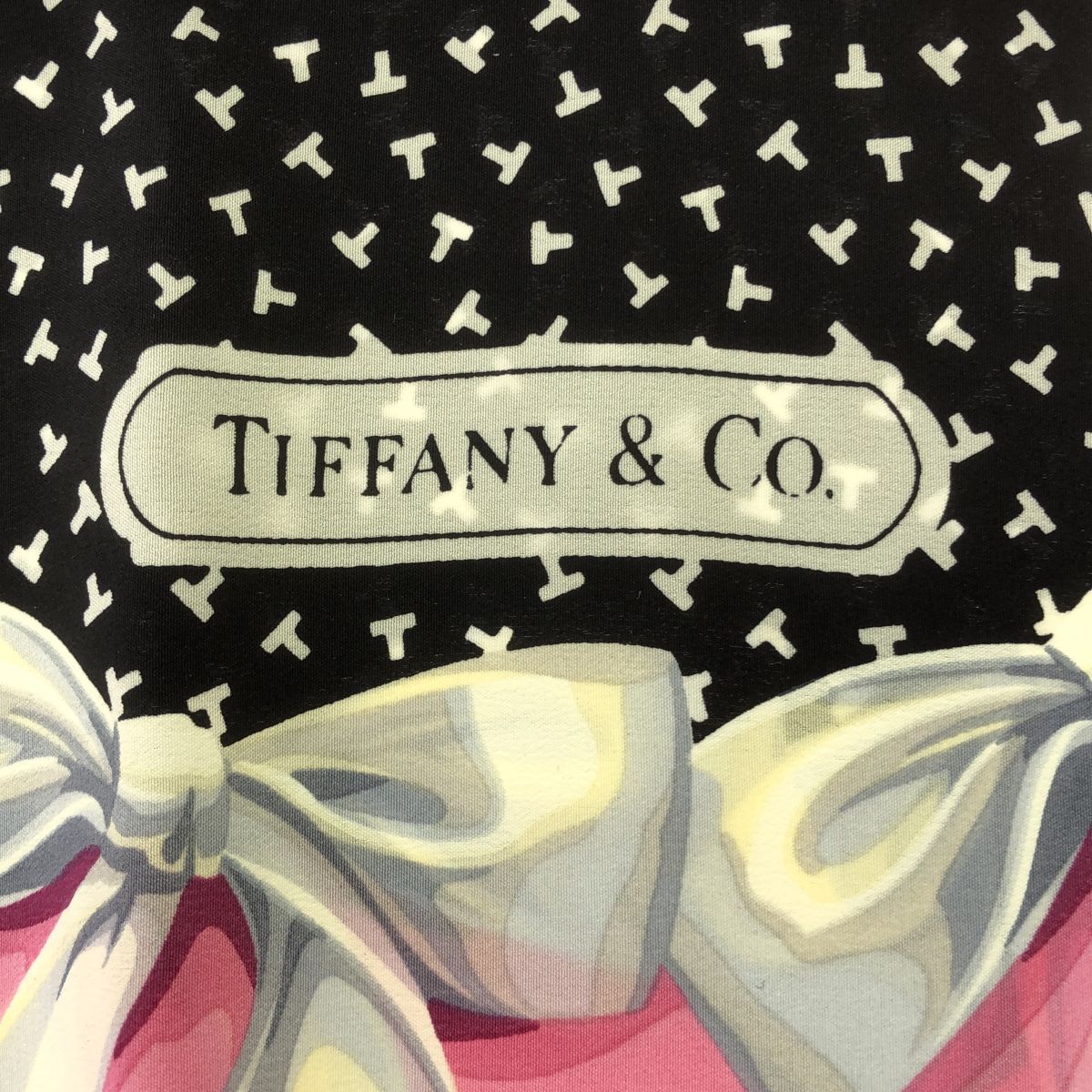 TIFFANY&Co. ティファニー スカーフ リボン柄 ピンク ブラック