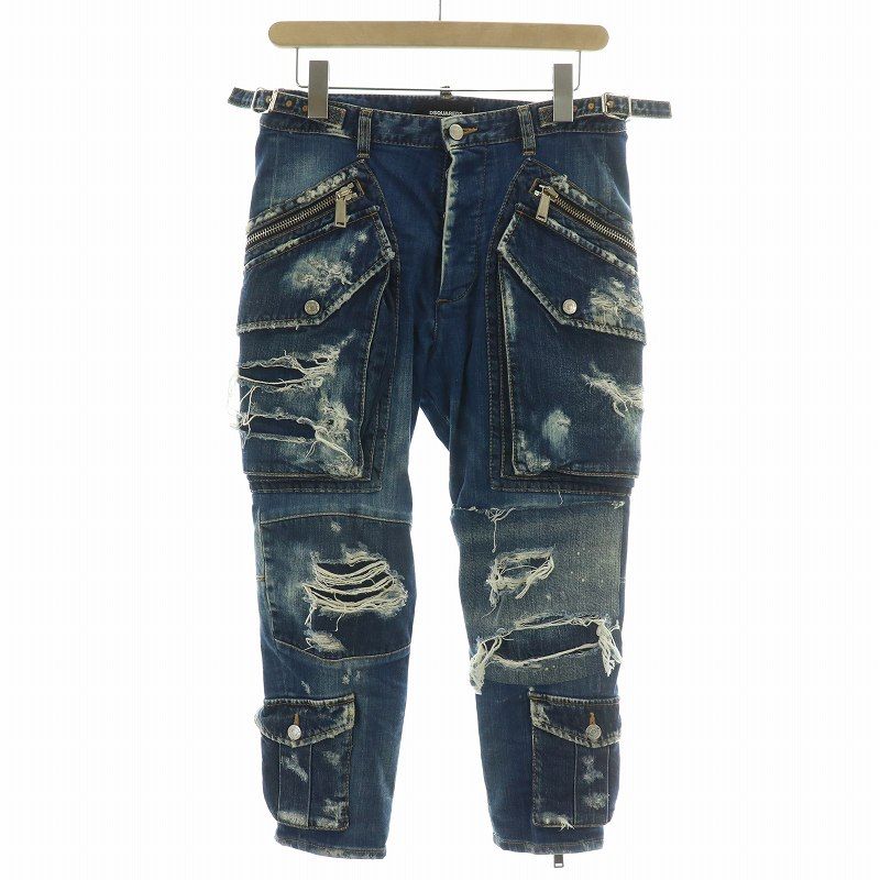 メンズ ディースクエアード DSQUARED2 バイカージップカーゴパンツ 