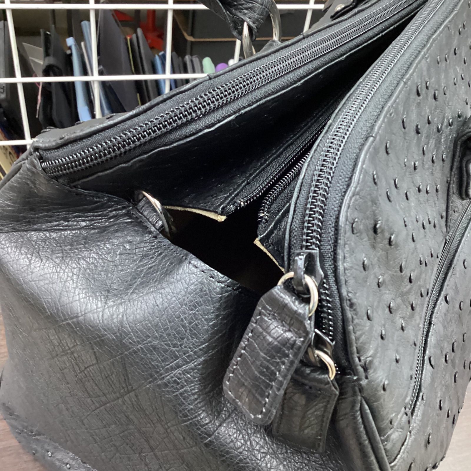 極美品 JRA認定 オーストリッチ 本革 ボストンバッグ 大容量 美品 JRA認定 オーストリッチ 大容量 ボストンバッグ 本革 パッチ