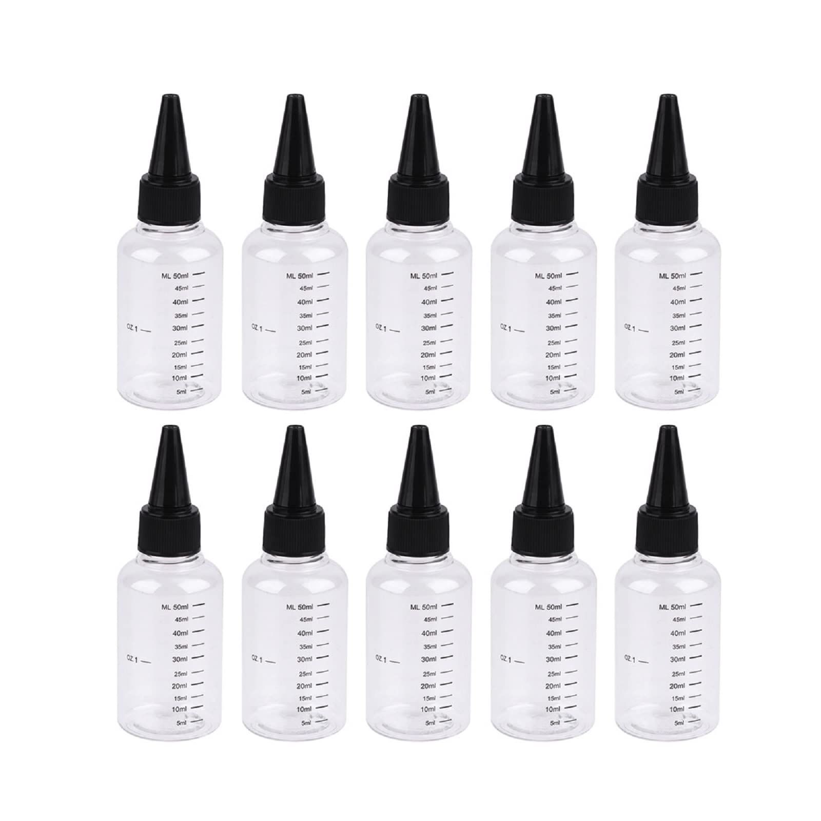 数量限定 Lurrose 10個セット 50mlドロッパーボトル 小分けボトル 滴瓶 スポイトボトル 目盛りつき 透明度高い 液体容器 実験/手芸/アート 多用途 プラスチック 蓋付 （ランダムな蓋の色）
