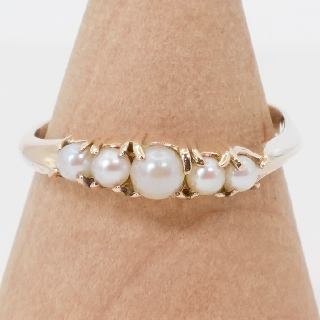 4℃ヨンドシーK10金シルバーコンビパール花リング