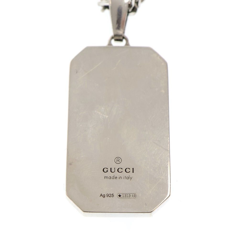 GUCCI (グッチ) シグネチャー BEE ロゴプレート ネックレス シルバー
