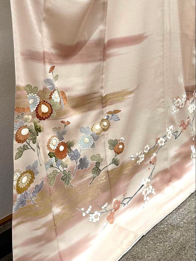 訪問着 友禅 金駒 金彩 梅 菊 紋意匠 正絹 躾糸付き X599 - メルカリ