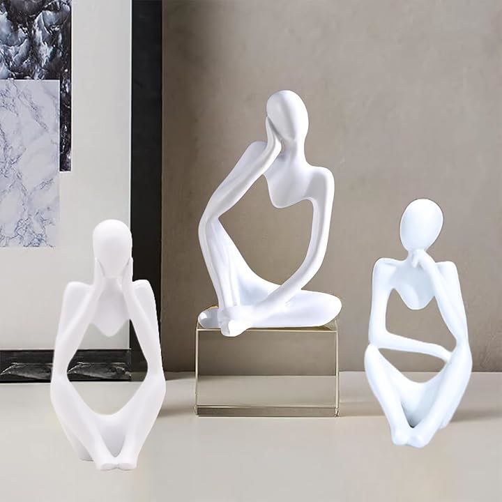 中国美術品、オブジェ WAN 1 dream ヒューマンオブジェシンキングスタイル-3体セット