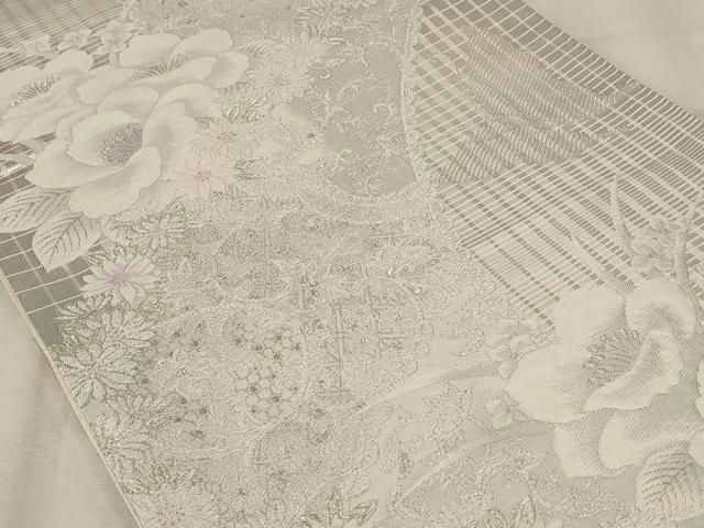 平和屋着物▽六通柄袋帯　スリーシーズン　春夏秋　唐織　舞花文　金糸　正絹　逸品　DABD6873cm 平和屋着物◎六通柄袋帯 唐織 澄爽花苑文 銀糸 正絹 逸品 AAAU9326st