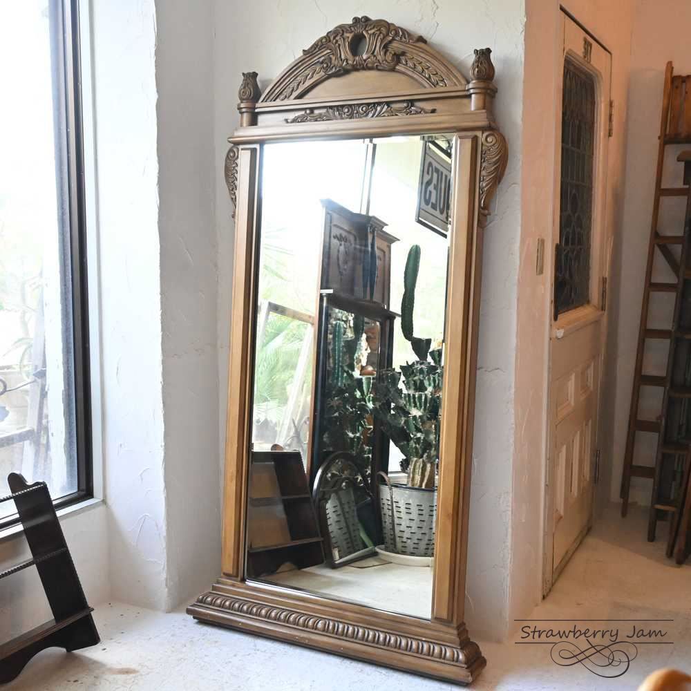 N-6 フランスアンティーク ミラー 剥離家具 姿見 全身鏡 ミラー ブロカント N-6 フランスアンティーク フレンチミラー 剥離家具 姿見 全身鏡