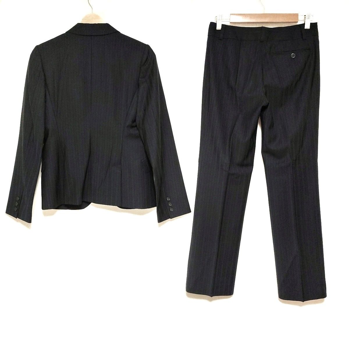 23区 ニジュウサンク レディースパンツスーツ レディース - ダークネイビー×グレー ストライプ 肩パッド