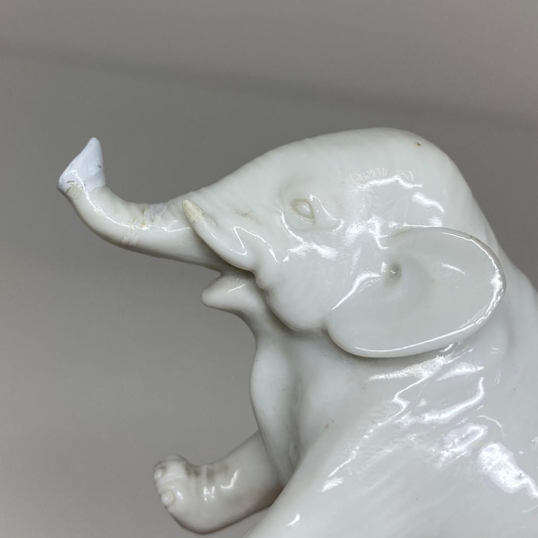 【激安!正規品!!】 真葛 白磁 象 幅約7.5㎝ 東さ6-0920④