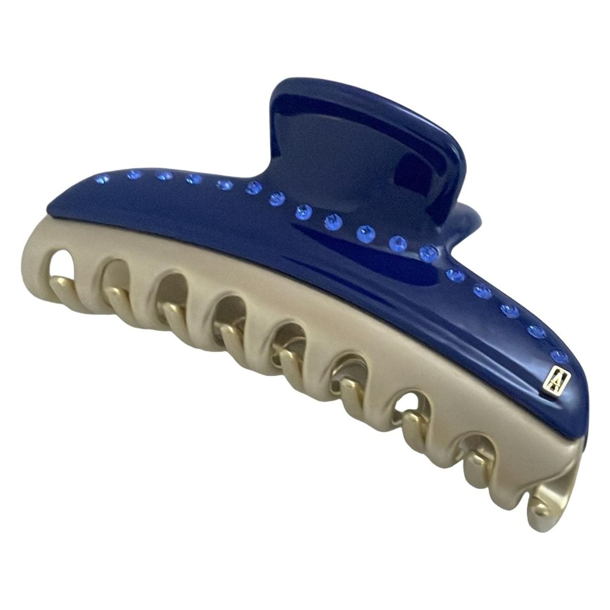 アレクサンドルドゥパリ　スワロフスキーヘアクリップ　ネイビー紺 ALEXANDRE de PARIS(アレクサンドル ドゥ パリ) アクセサリー美品