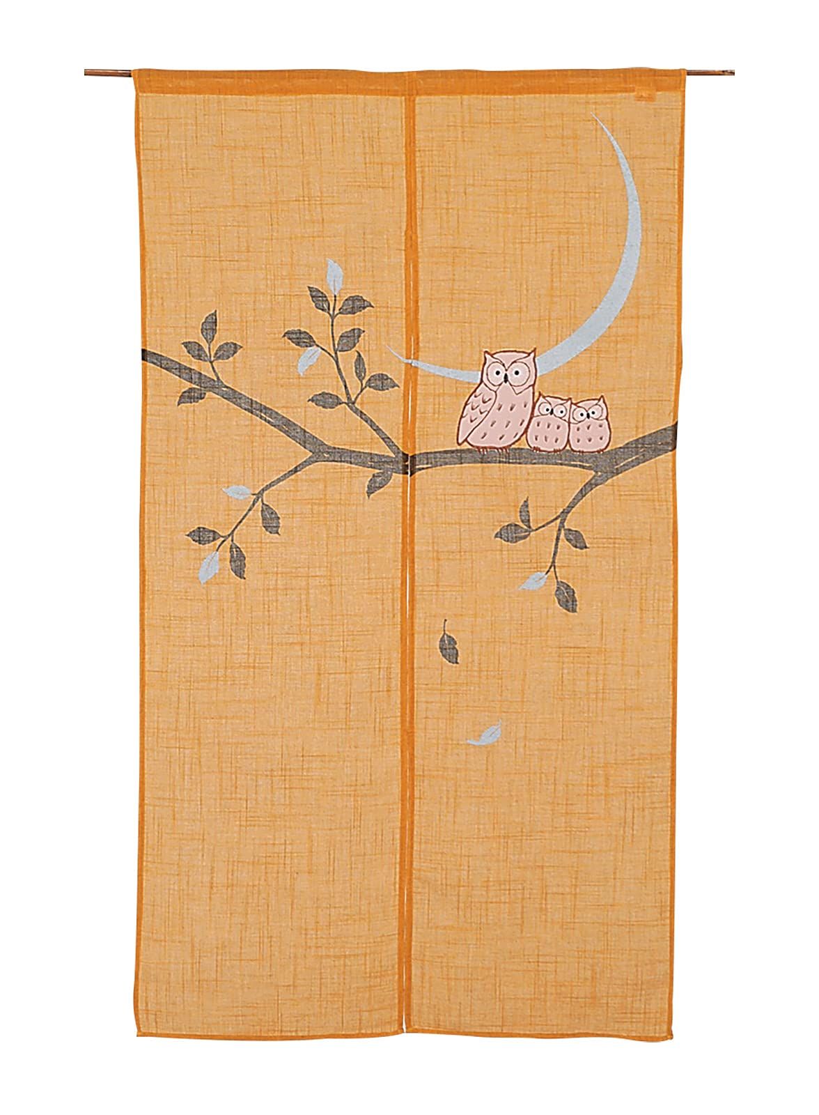 【迅速発送】川島織物セルコン のれん ふくろう イエロー 85×150cm EJ1092 日本製