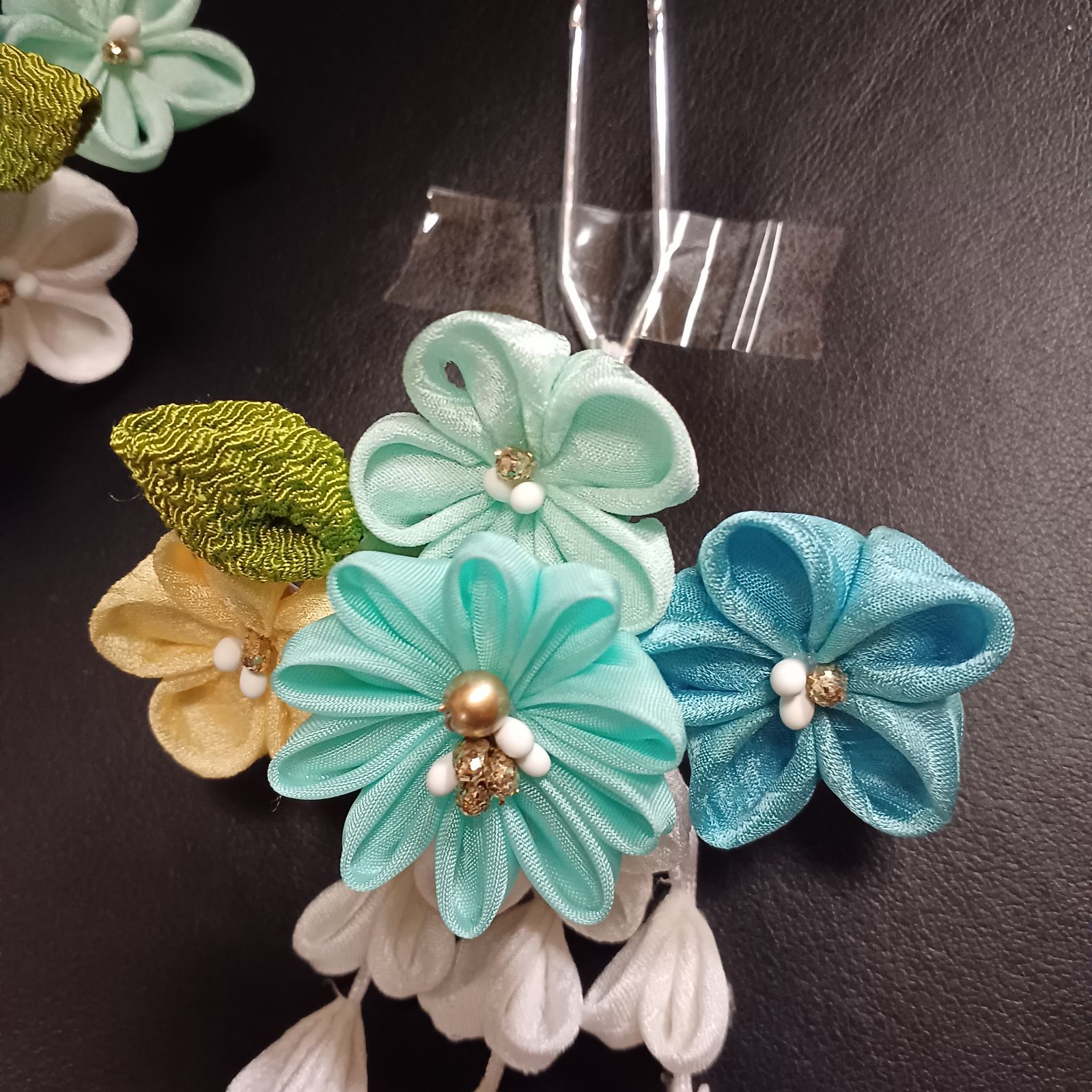  七五三 勝山かんざし 髪飾り 和装髪飾り つまみ細工 日本髪に最適 珍しい水色系 その他 ヘアアクセサリー