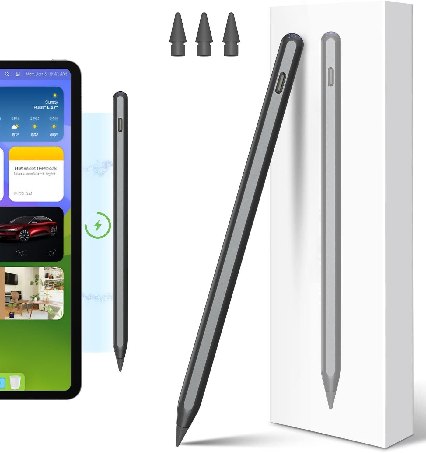 新着商品 タッチペン ipad用 ペン 磁気充電 あいぱっと 第2世代 ペンシル スタイラスペン HATOKU 傾き感知|誤作動防止|自動オ|超軽量 20分急速充電 アップルペンシル 互換 2018年以降ipad対応 ワイヤレス充電|Type-C ブラック