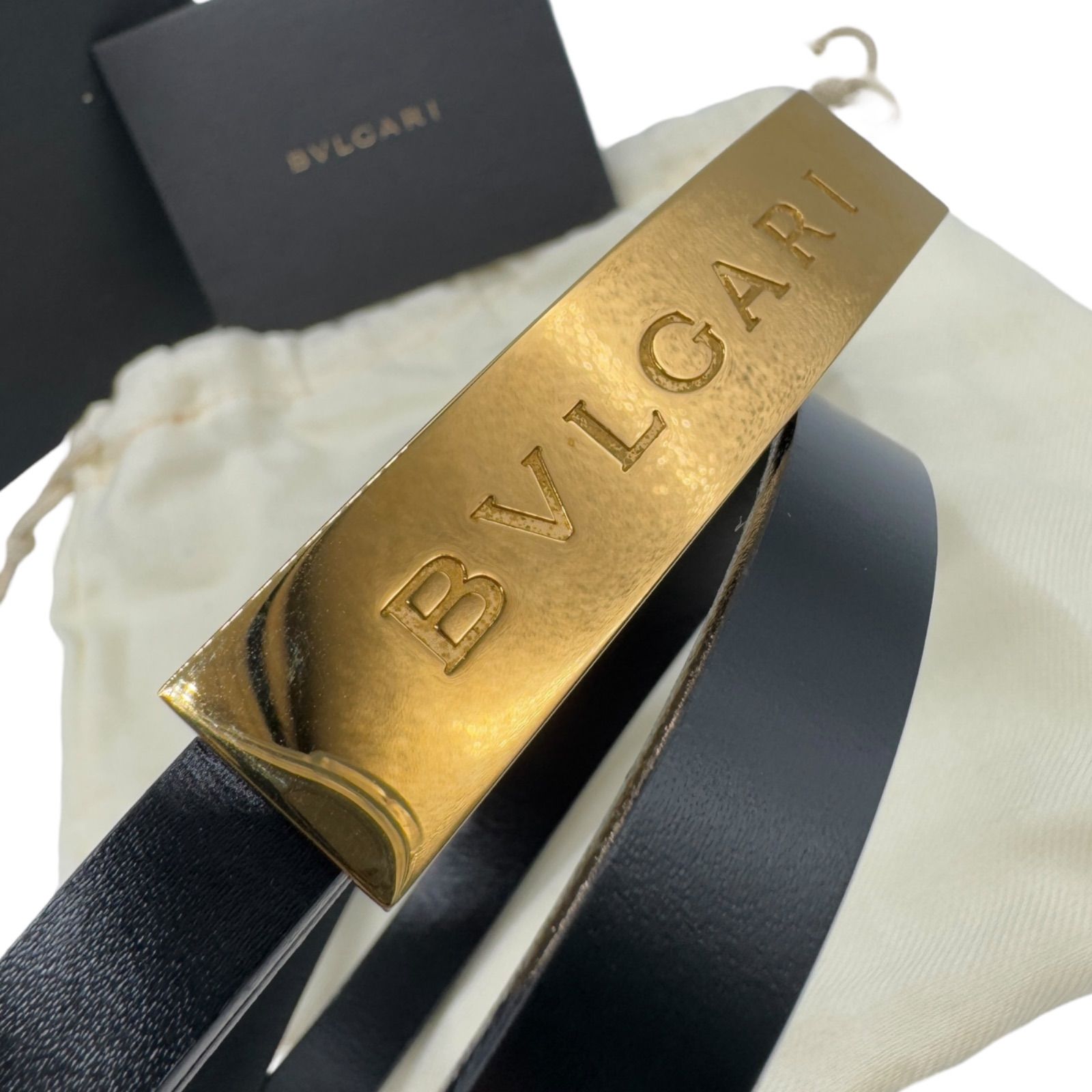 極美品 BVLGARI ブルガリ ベルト リバーシブル 本革 黒×茶 93cm