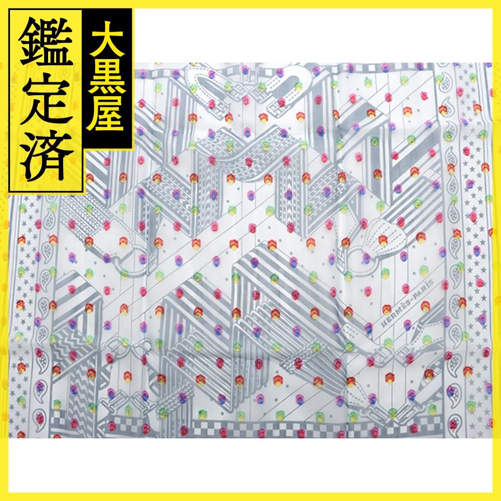 HERMES エルメス スカーフ カレ60 SANGLES EN ZIGZAG BANDANA ブルー