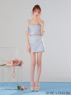 ブルー OF2 FM3461-IV-2505 ROBE de FLEURS|ローブドフルール パーツ取り外し | フラワーストラップ| サテン| セットアップ| ミニドレス| キャバドレス