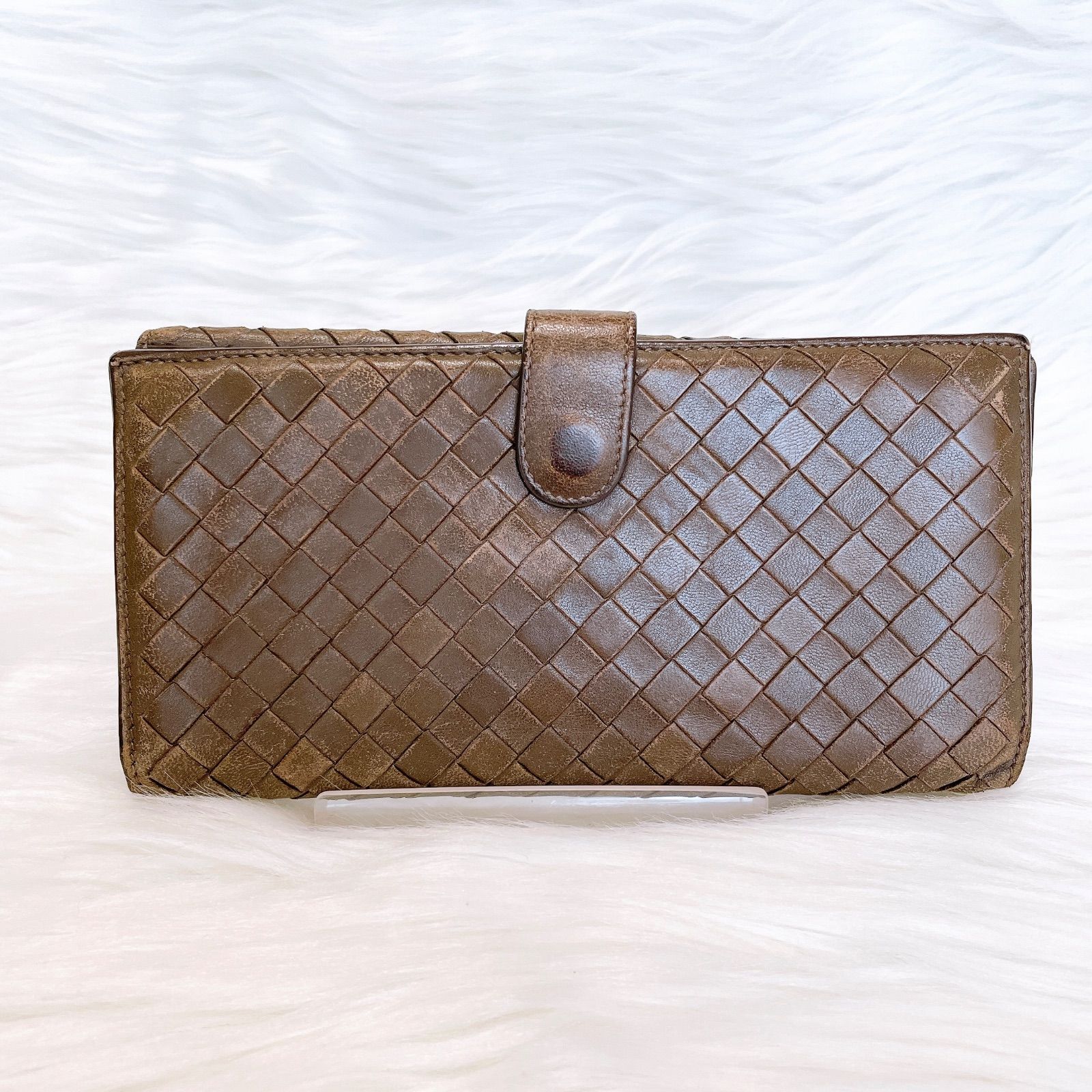 良品✨BOTTEGA VENETA 長財布　イントレチャート　ダブルホック　山吹 ボッテガヴェネタ イントレチャート ロングウォレット Wホック