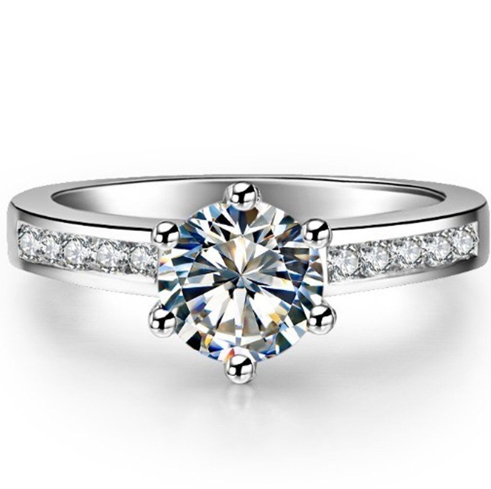 19 本物のスターリングシルバー1CT輝くダイヤモンドの女性結婚指輪ホワイトゴールドカバー永遠に続く MAN THREE