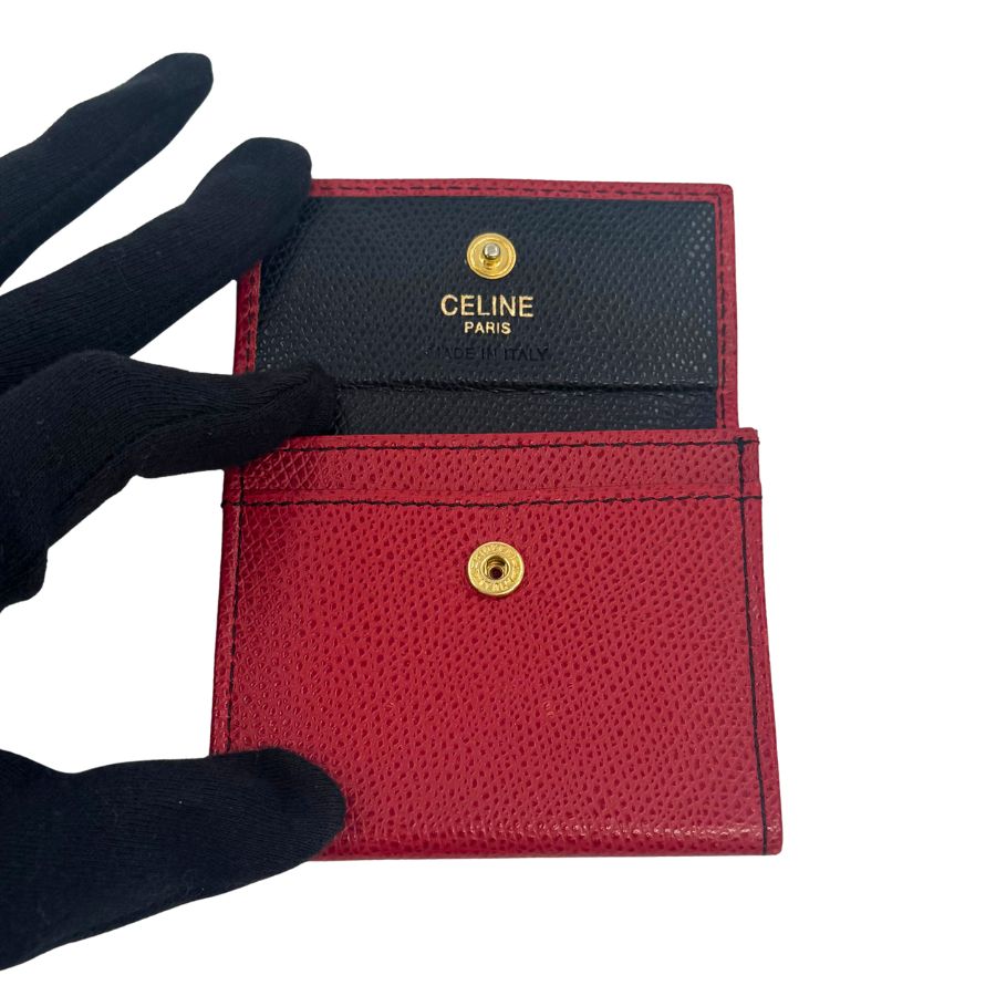 CELINE レザー コインケース 円形 レッド CELINE がま口レザーコインケース レッドカラー | Petit luxe