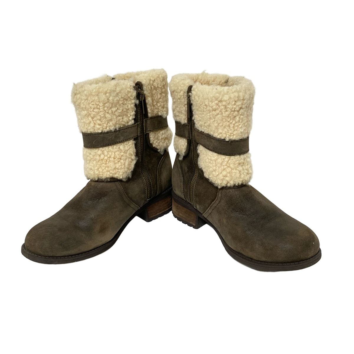 UGG アグ ショートブーツ 24 レディース - 1008220 ダークブラウン×アイボリー ムートン