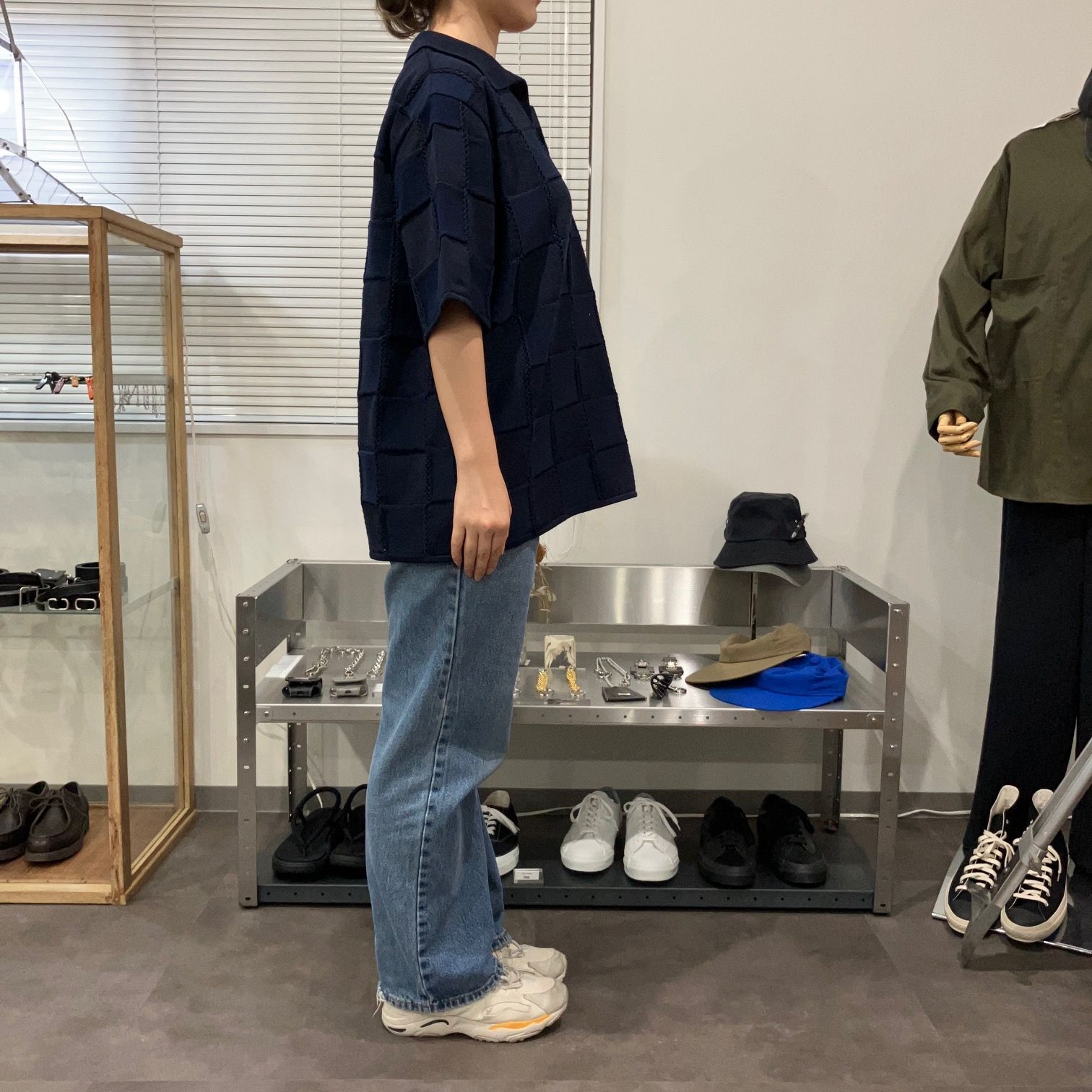 COOHEM コーヘン LINKS CHECK KNIT PULLOVER NAVY リンクス チェック