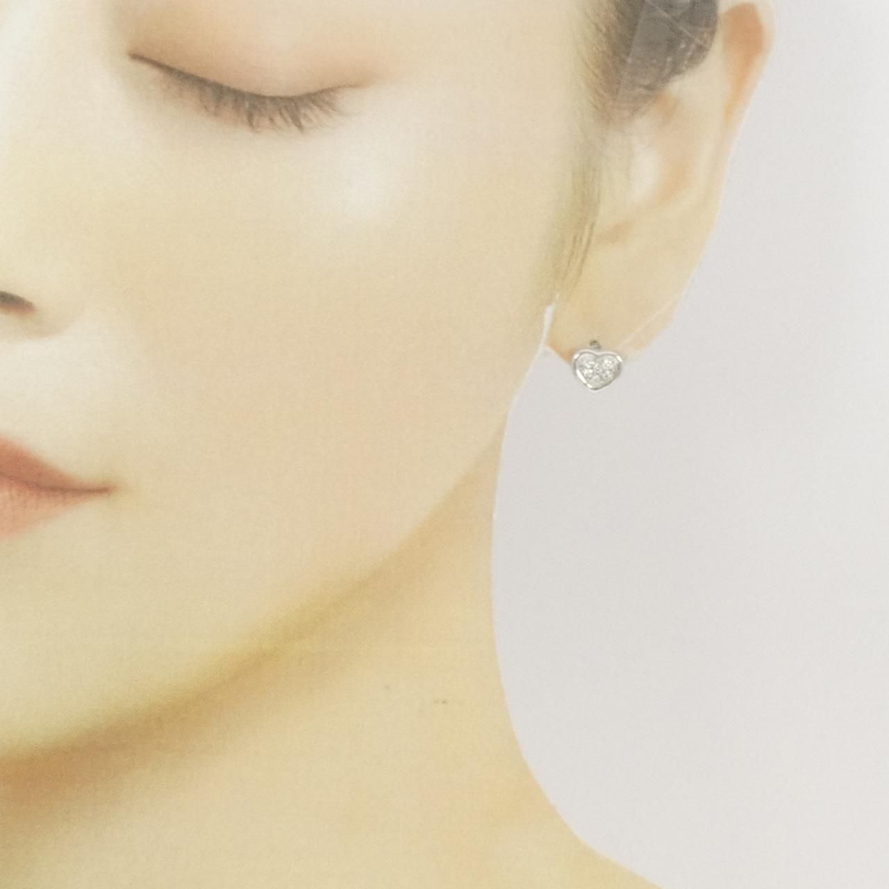 驚異の K18WG ハート ダイヤモンド ピアス 0.18CT
