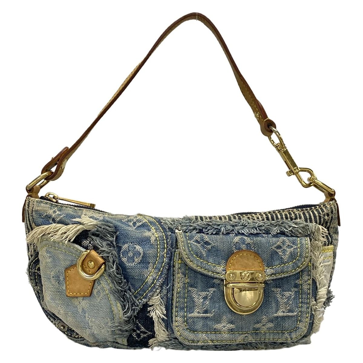 LOUIS VUITTON ルイヴィトン ハンドバッグ モノグラムデニムパッチワーク パウチィ M95382 ブルー