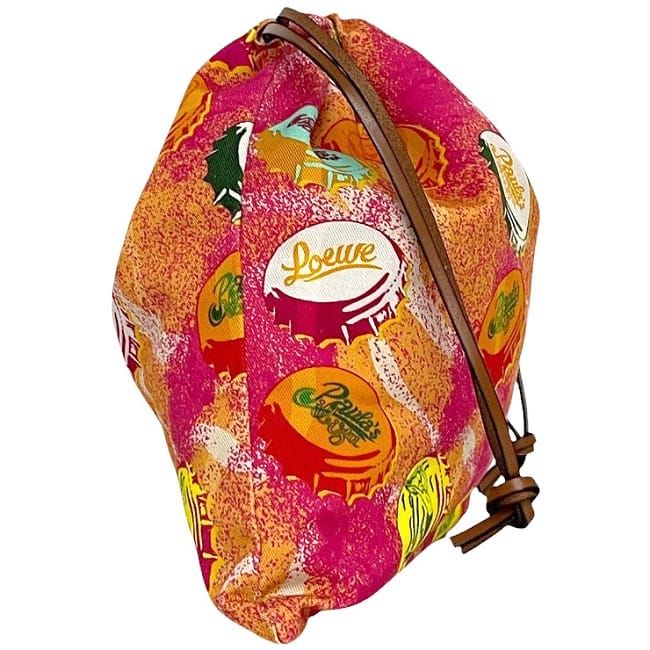 【美品】ロエベ 巾着 ドローストリングポーチ　 ピンク パウラズ 巾着 楽天市場】【送料無料】 ロエベ 巾着 ポーチ ドロー ストリング