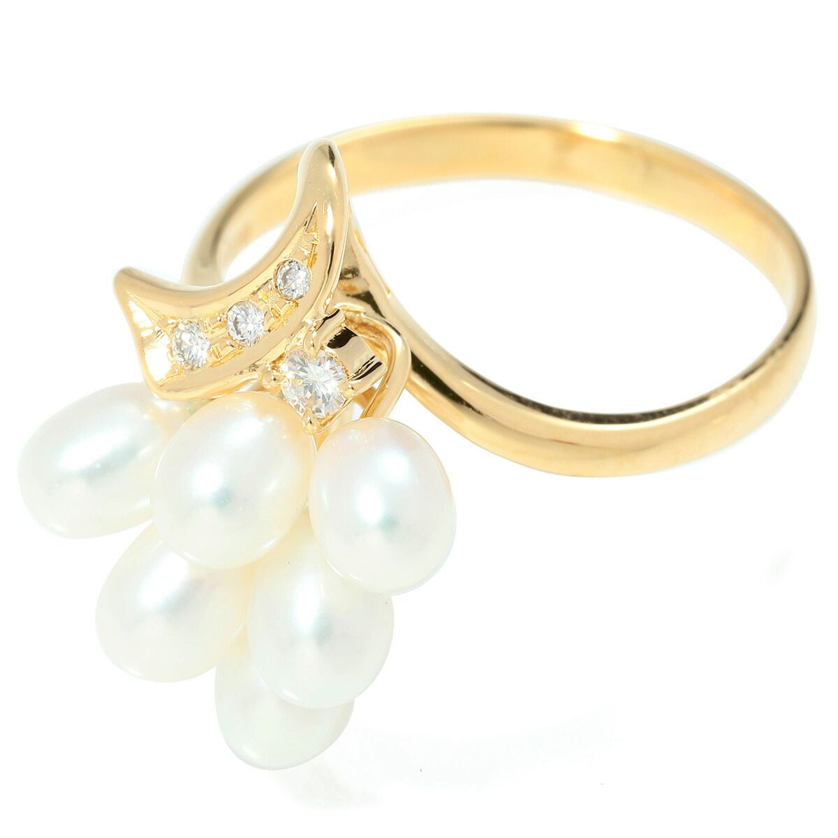 タサキ パールリング 指輪 真珠 5.5mm~5.8mm ダイヤモンド K18 13号  