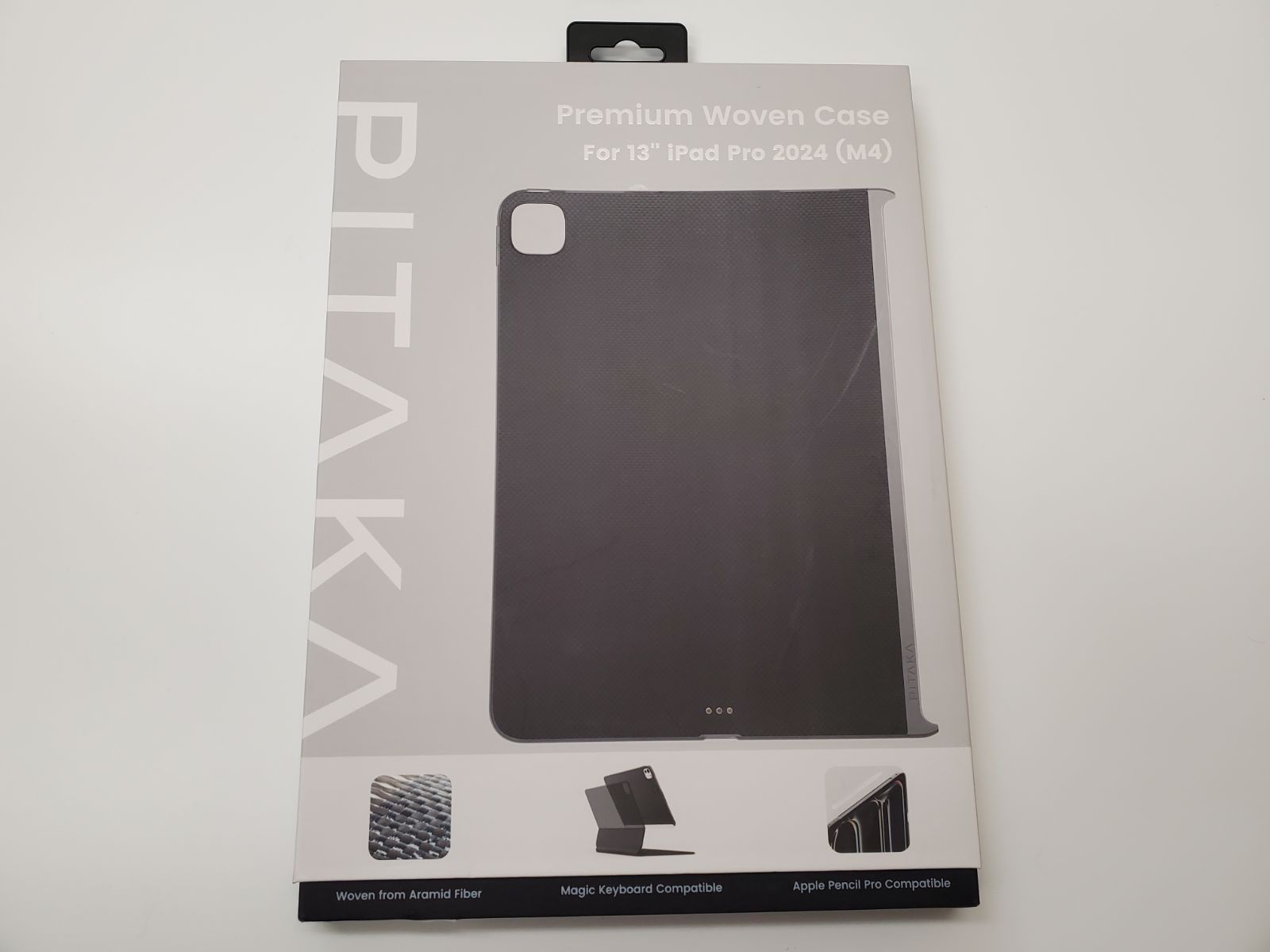 「PITAKA」 iPad Pro 13インチ ケース M4 2024専用 iPad Pro 2024 ケース New M4チップモデル適用 MagEZ Case2 バックカバー 磁気吸着  アラミド繊維製 カーボン風 黒/グレー平紋柄