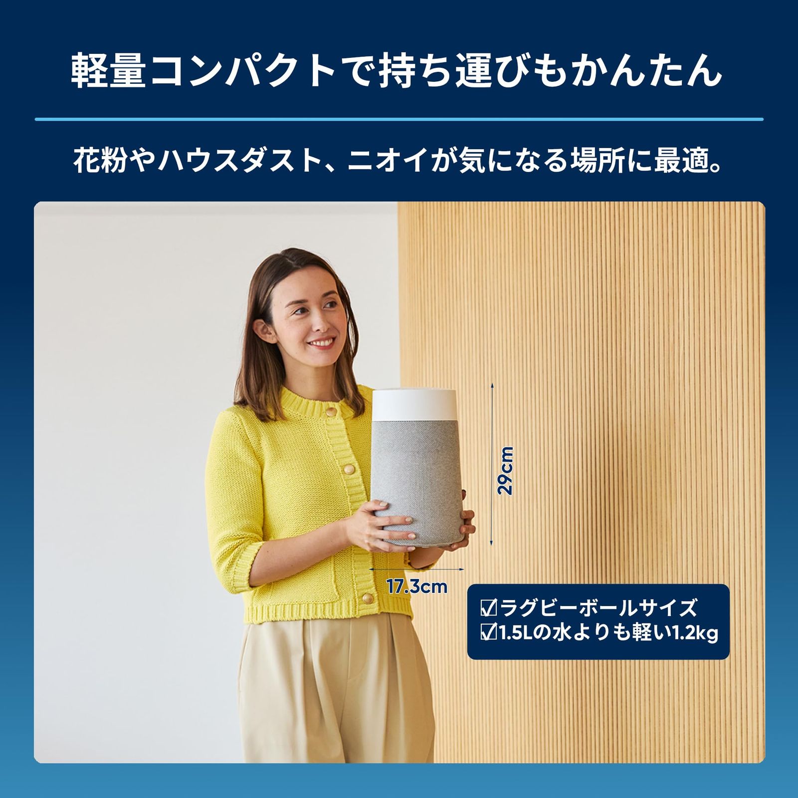 ブルーエア 空気清浄機 小型 12畳 Blue Mini Max 静音 寝室 玄関 花粉対策 省エネ 脱臭 カビ ウイルス 卓上 軽量 コンパクト ペット 節電 360度吸引 ハウスダスト 簡単お手入れ スウェーデン 北欧デザイン