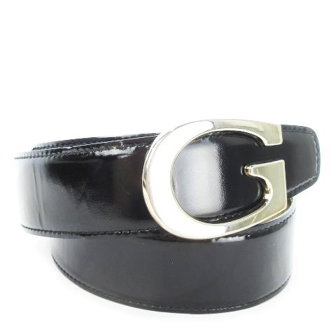 グッチ GUCCI ベルト ロゴバックル Gロゴ レザー パテント エナメル 本革 黒 ブラック |CK23 GY19