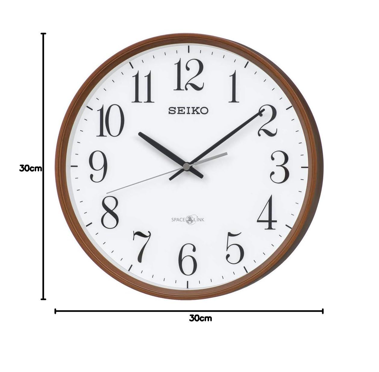 セイコークロック 掛け時計 ナチュラル 衛星 電波 アナログ Space Link スペースリンク 濃茶木目 本体サイズ 直径30.9×5.2cm GP220B