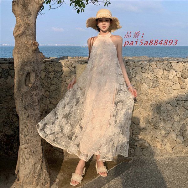 リゾートワンピース 背中開き 体型カバー 夏ワンピ ロングワンピース 沖縄 旅行 pai5a884893