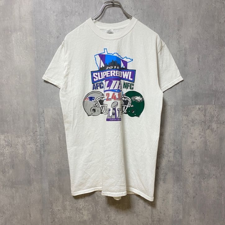 古着 used GILDAN ギルダン 半袖プリントTシャツ ホワイト 白 アメフト スーパーボウル 2018 レトロ - メルカリ