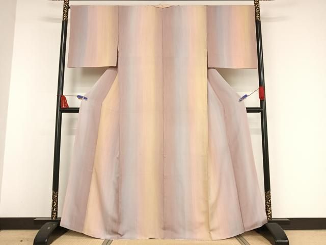 平和屋着物○上質な小紋 作家物 縞 暈し染め 正絹 逸品 AAAW4156np