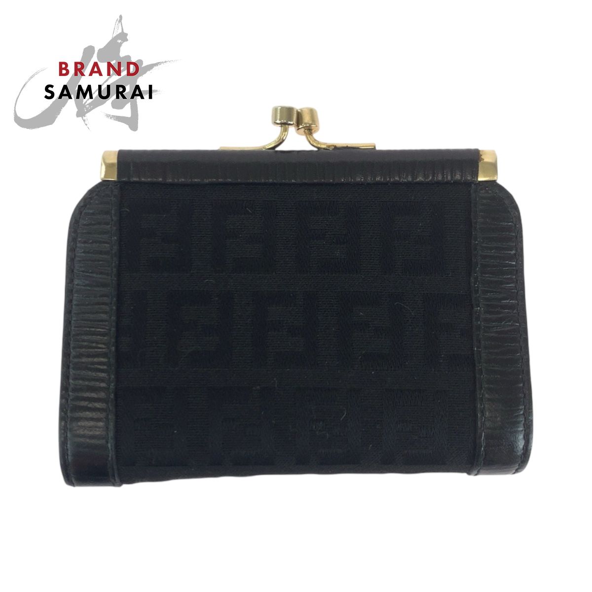 FENDI フェンディ ヴィンテージ ズッカ ブラック 黒 ゴールド金具 キャンバス コインケース コンパクトウォレット レディース 502650